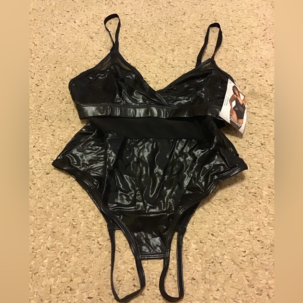 EXPOSED BY MAGIC SILK TEDDY SZ S/M NWT BLACK NYLON SPAN